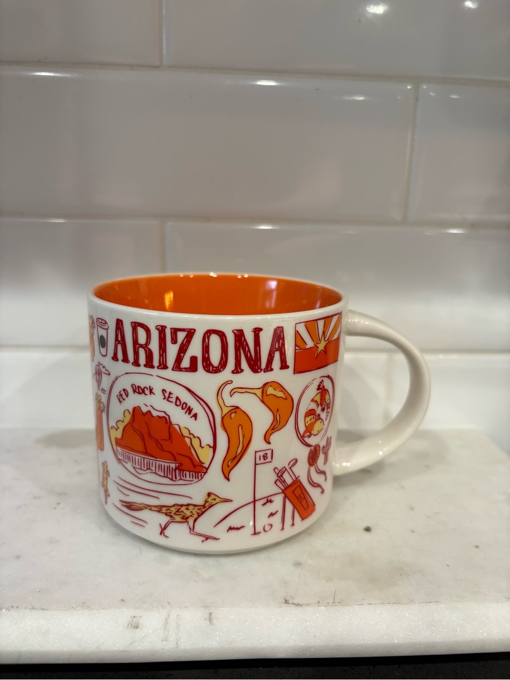 Starbucks Arizona Ceramic Mug in Orange and White